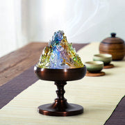 Buddha Stones Liuli Crystal Mountain Healing Meditation Incense Burner