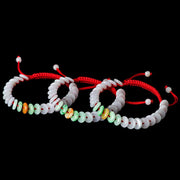 Buddha Stones Round Jade Lucky Red String Weave Bracelet Bracelet BS 16