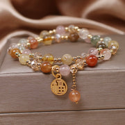 Buddha Stones Multicolored Rutilated Quartz Fu Character Auspiciousness Bracelet
