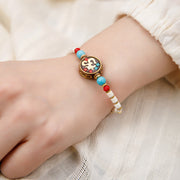 Buddha Stones Tibetan Turquoise Om Mani Padme Hum Protection Strength Bracelet Bracelet BS OM