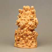 Buddha Stones Handmade Thuja Sutchuenensis Wood Eighteen Arhats Statue Purify Decoration Decorations BS 2