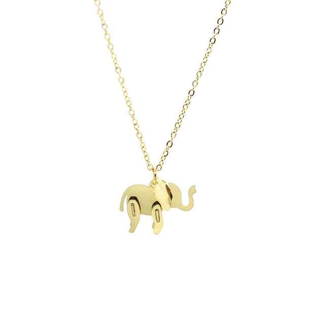 Buddha Stones Elephant Titanium Steel Luck Necklace Chain Pendant Necklaces & Pendants BS 10