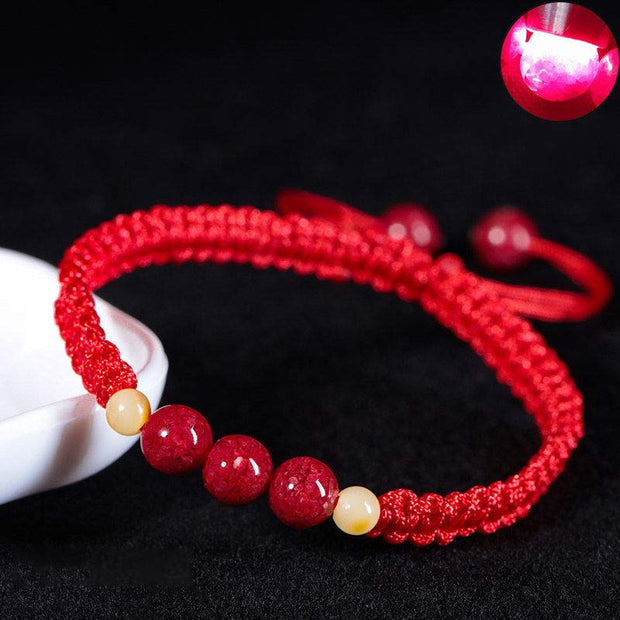 Buddha Stones Cinnabar Blessing Red String Bracelet For Kids Bracelet BS Red(Wrist Circumference 14cm) 6mm*8mm