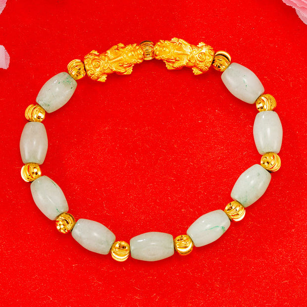 Buddha Stones Electroplating Golden Double Pixiu Wealth Bracelet Bracelet BS 3