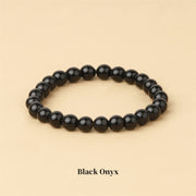 Buddha Stones Natural Stone Quartz Healing Beads Bracelet Bracelet BS 8mm Black Onyx