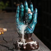 Buddha Stones Halloween Ghost Hand Skull Head Ceramic Peace Healing Incense Burner Decoration