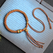 Buddha Stones Tibetan Handmade Luck Prayer Wheel Bead Charm Weave Colorful String Bracelet Bracelet BS 2