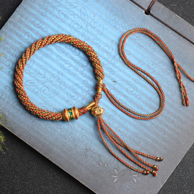 Buddha Stones Tibetan Handmade Luck Prayer Wheel Bead Charm Weave Colorful String Bracelet Bracelet BS 2