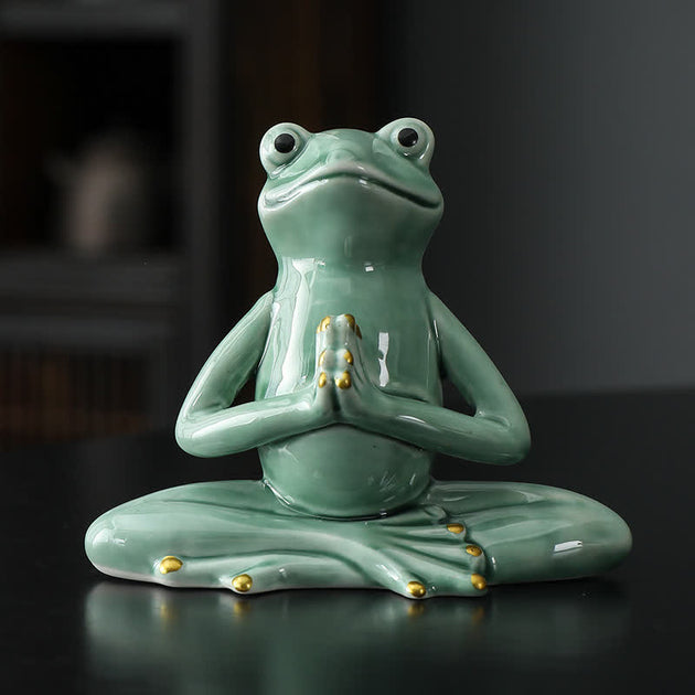 Buddha Stones Meditating Ceramic Zen Frog Statue Decoration