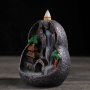 Buddha Stones Mountain Bridges Pattern Meditation Resin Backflow Incense Burner