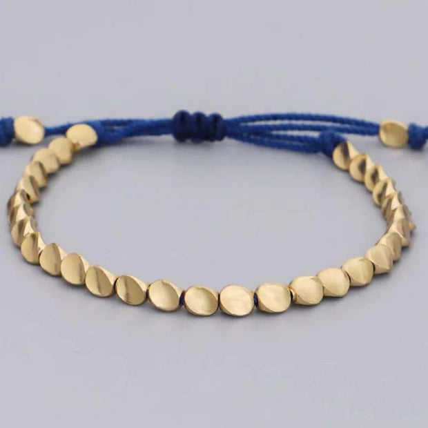 Buddhastoneshop 3 PCS Tibetan Copper Beads Healing Protection Luck Bracelet Set