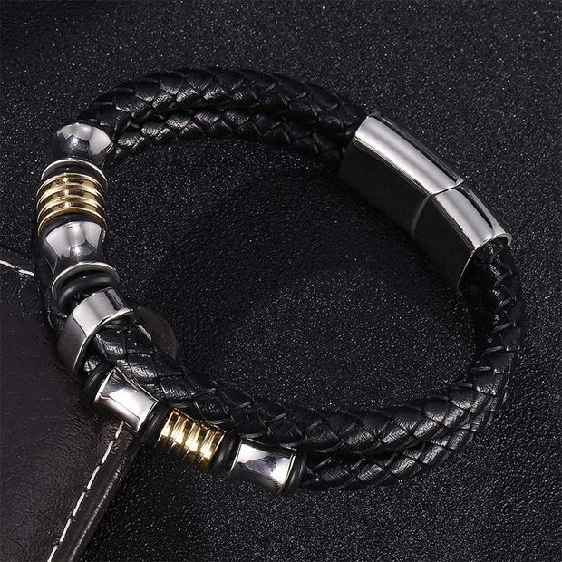 Buddha Stones Layered Leather Weave Fortune Bracelet Bracelet BS 17