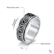 Buddha Stones  Triangle Knot Triquetra Titanium Steel Calm Rotatable Ring Ring BS 8