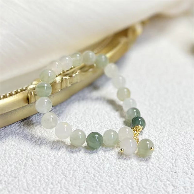 Buddha Stones Natural Gradient Jade Abundance Luck Bead Charm Bracelet