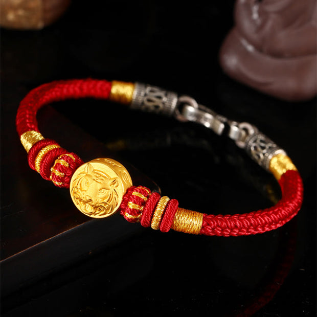 Buddha Stones 999 Gold Chinese Zodiac Auspicious Matches Om Mani Padme Hum Luck Handcrafted Bracelet Bracelet BS 11