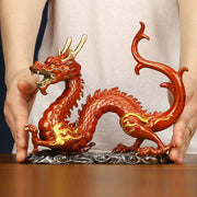 Buddha Stones Year Of The Dragon Copper Success Home Decoration Decorations BS Golden Red Dragon 19cm*7.3cm*17.2cm