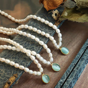 Buddha Stones Pearl Cat's Eye Wealth Necklace Pendant