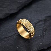 Buddha Stones Om Mani Padme Hum Balance Calm Titanium Steel Ring Rings BS 6