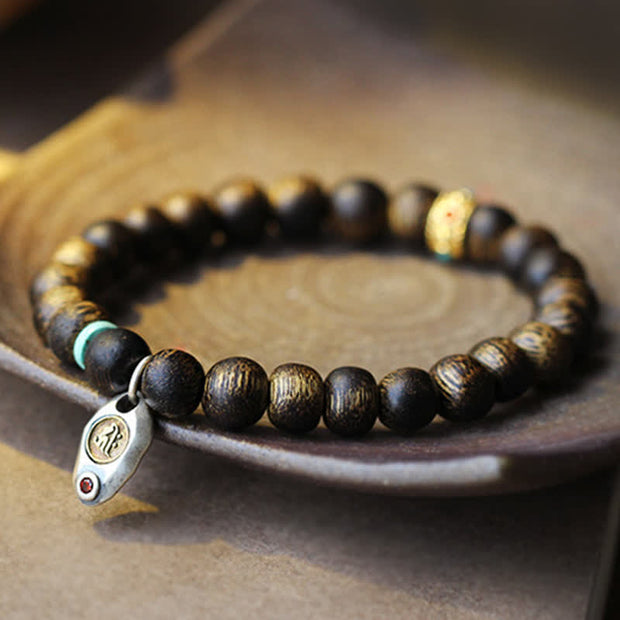 Buddha Stones Vietnam Qinan Agarwood Turquoise Balance Strength Bracelet Bracelet BS 9