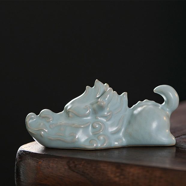 Buddha Stones Year Of The Dragon Luck Ceramic Tea Pet Home Figurine Decoration Decorations BS One Dragon Tea Pet 10.2*4.5cm