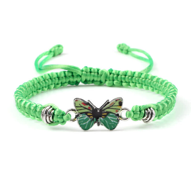 Buddha Stones Butterfly Freedom Love String Charm Bracelet Bracelet BS Light Green-Green Butterfly