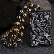 FengShui Lord Guan Protection Necklace Pendant (Extra 30% Off | USE CODE: FS30) Necklaces & Pendants BS Obsidian (Purification ♥ Transformation)