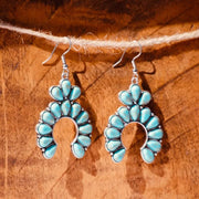 Buddha Stones Retro Bohemian Turquoise Stone Positive Love Drop Dangle Stud Earrings
