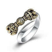 Buddha Stones Tibetan Dorje Vajra Engraved Design Copper Luck Wealth Adjustable Ring Ring BS 7