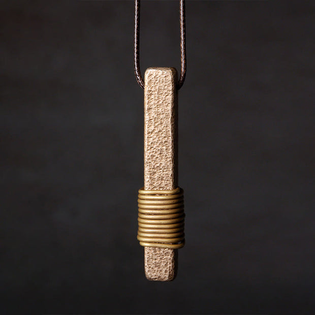 Buddha Stones Vintage Textured Design Copper Wealth Necklace Pendant