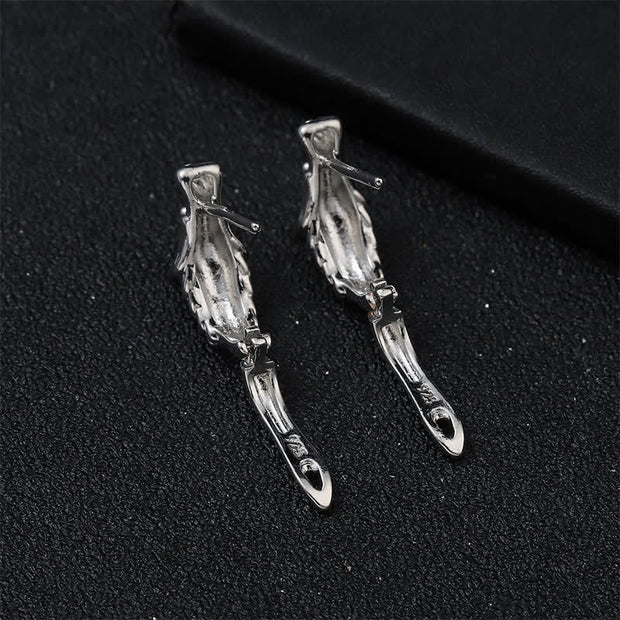 Buddha Stones Dragon Design Strength Protection Earrings
