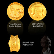 Buddha Stones 999 Gold Chinese Zodiac Auspicious Matches Om Mani Padme Hum Luck Handcrafted Bracelet Bracelet BS 17