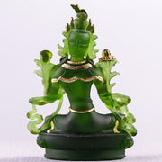 Buddha Stones Bodhisattva Green Tara Handmade Liuli Crystal Art Piece Protection Home Office Statue Decoration Decorations BS 17