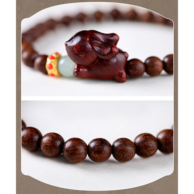Buddha Stones Year of the Rabbit Sandalwood Small Leaf Red Sandalwood Soothing Peace Bracelet Bracelet BS 6