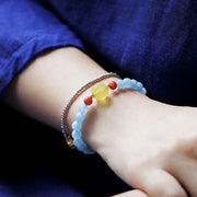 Buddha Stones Natural Aquamarine Amber Healing Bracelet