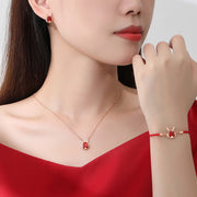 ❗❗❗A Flash Sale- Buddha Stones 925 Sterling Silver Year of the Dragon Natural Red Agate Dragon Attract Fortune Fu Character Strength Bracelet Necklace Pendant Earrings Bracelet Necklaces & Pendants BS 12