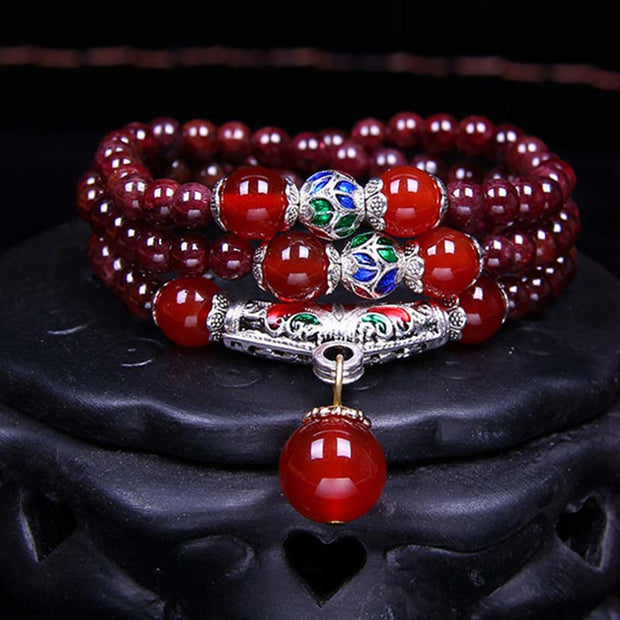 Buddha Stones Natural Garnet Red Agate Blessing Healing Bracelet Necklace Pendant Bracelet Necklaces & Pendants BS 6mm Garnet&Red Agate