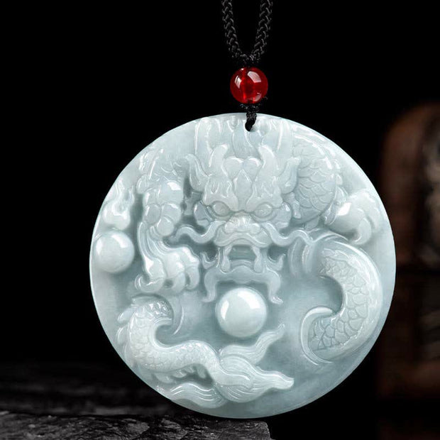 Buddha Stones Chinese Zodiac Dragon Jade Success Amulet String Necklace Necklaces & Pendants BS 7