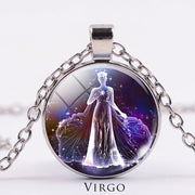 12 Constellations of the Zodiac Moon Starry Sky Protection Blessing Necklace Pendant Necklaces & Pendants BS Silver Virgo