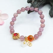 Buddha Stones Natural Purple Chalcedony Candy Agate Peace Buckle Harmony Lucky Fortune Charm Bracelet Bracelet BS 7