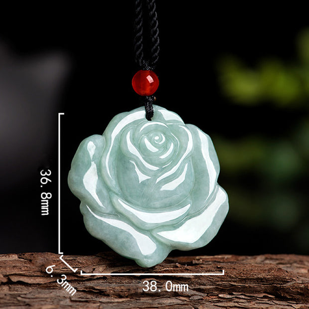 Buddha Stones Lotus Pattern Jade Abundance Prosperity Necklace String Pendant Necklaces & Pendants BS 5