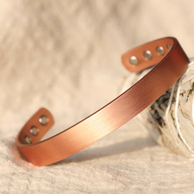 Buddha Stones Vintage Pattern Magnetic Copper Adjustable Cuff Bracelet Bangle