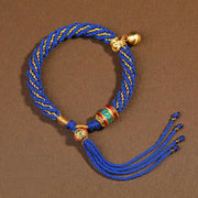 Buddha Stones Tibetan Handmade Luck Protection Thangka Prayer Wheel Bell Charm Braid String Bracelet Bracelet BS 15
