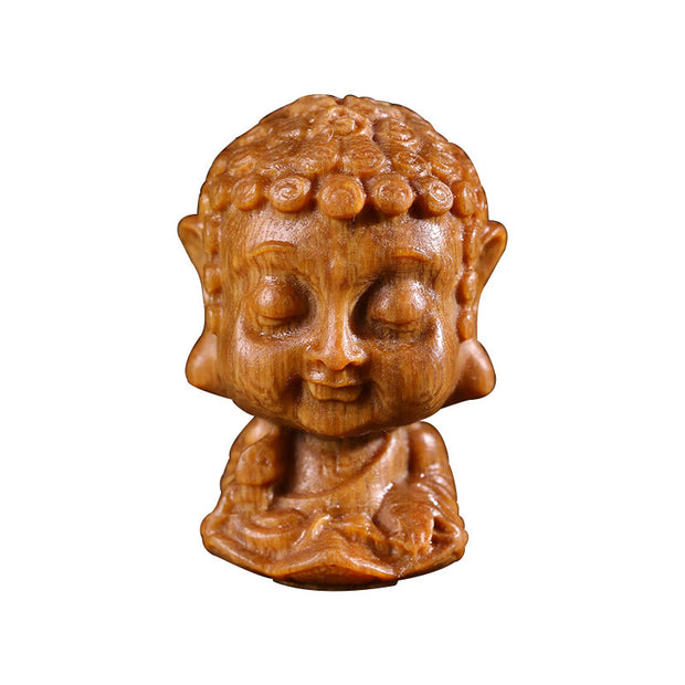Buddha Stones Chinese Zodiac Natal Buddha Green Sandalwood Lotus Engraved Positive Home Decoration