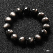 Buddha Stones Natural Silver Sheen Obsidian Soothing Protection Bracelet