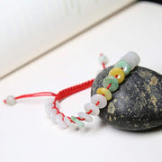 Buddha Stones Round Jade Lucky Red String Weave Bracelet Bracelet BS 6