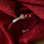 Buddha Stones 925 Sterling Silver Cinnabar Blessing String Bracelet