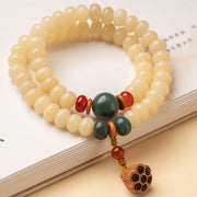 Buddha Stones Bodhi Seed Lotus Pod Charm Peace Double Wrap Bracelet