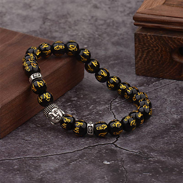 Buddha Stones Tibetan Buddha Mantra Amulet Bracelet Bracelet BS 6
