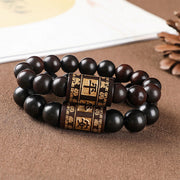Buddha Stones Lightning Strike Wood Om Mani Padme Hum Protection Bracelet