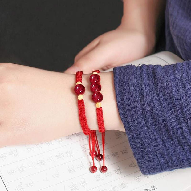 Buddha Stones Cinnabar Blessing Red String Bracelet For Kids Bracelet BS 1